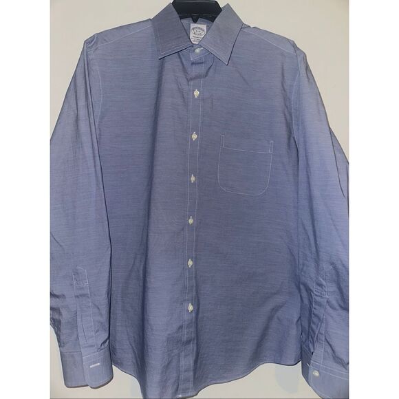 BROOKS BROTHERS 16 35 Mens Blue Shirt EC LS Regent Fit Original Cotton Polo - Picture 2 of 6